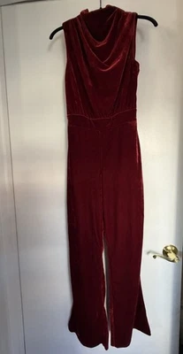 Комбинезон REISS бархатный с открытой спиной красный размер 4p - Изображение 1 из 4