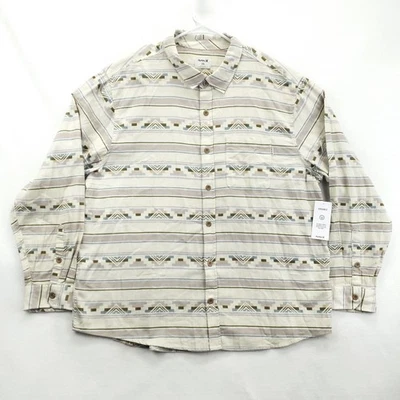 NUEVA Camisa Hurley Hombres XXL Beige Franela Orgánica LS Manga Larga Azteca Suroeste Foto 1 de 4