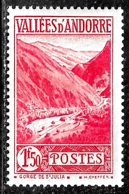 HICK GIRL - SELLO ANDORRA FRANCÉS COMO NUEVO SC#53A 1940 SANTA JULIA GARGANTA M23 Foto 1 de 2