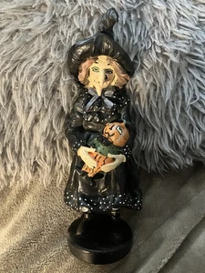 Halloween Hexe Figur 9 Zoll hält gruseligen Kürbis Harz - Bild 1 von 5