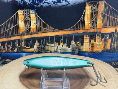 Vintage Salas ESPECIAL DE VACACIONES Jr. Plantilla de hierro de pesca, 7,0 OZ, verde/blanco/marrón Foto 1 de 4