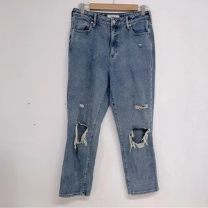 Pacsun Medium Wash High Rise Mom Jeans Damen 28 Short Distressed Blau Denim - Bild 1 von 12