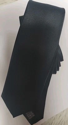 Corbata de cuello de hombre Azar aspecto satinado brillo negro liso 59"x 2,5" Foto 1 de 3