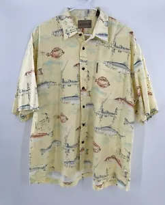 MAGELLAN Men's Fishing Shirt All Over Print AOP Yellow Short Sleeve Size XXL - Picture 1 of 6