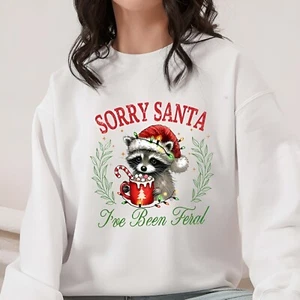 Funny Christmas Sweatshirt Panda Hoodie Wild Girl Tshirt Meme - Picture 1 of 7
