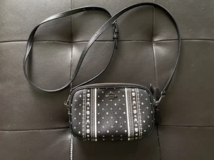 COACH Skull Bandana Print Leather Crossbody Clutch F65193 Black White Rose RARE - Picture 1 of 11
