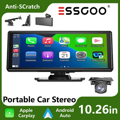 10.26" Portable Car Stereo +AHD Touch Screen Wireless Apple Carplay Android Auto - Image 1 of 4