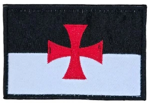 KNIGHT TEMPLARS CROSS CHRISTIAN FLAG CRUSADER BLACK & WHITE TACTICAL HOOK PATCH - Picture 1 of 2