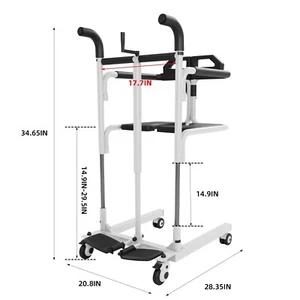 Patient Lift Transfer Chair Bathroom Wheelchair w/ 180° Split Seat and Commode - Picture 1 of 6