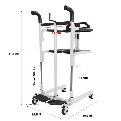 Silla de transferencia elevadora de pacientes silla de ruedas de baño con asiento dividido 180° y cómoda Foto 1 de 4