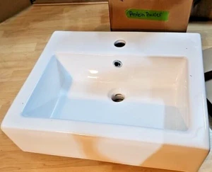 Lavabo de baño rectangular de cerámica Glacier Bay 20" x 16" blanco LW1056 (35D - Imagen 1 de 5