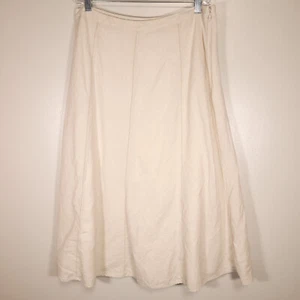 Christopher & Banks Size M Natural Beige Lagenlook Linen Blend Midi Skirt Lined - Picture 1 of 6