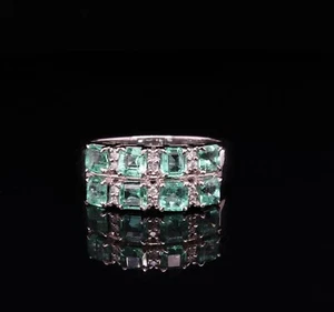 Vintage Emerald & Diamond Platinum Ring Size N Val $9095 - Picture 1 of 5