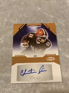 2023 SAGE ASPIRE FOOTBALL CHRISTIAN SIMS RC AUTO AUTOGRAPH BRONZE BOWLING GREEN - Picture 1 of 2