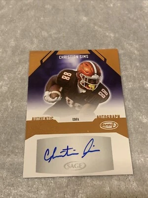 2023 SAGE ASPIRE FOOTBALL CHRISTIAN SIMS RC AUTO AUTOGRAPH BRONZE BOWLING GREEN - Image 1 of 2