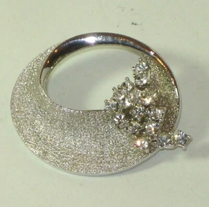 Vintage ATWOOD & SAWYER A&S Great Britain PIN BROOCH Silver & SPARKLING RHINESTN - Picture 1 of 3