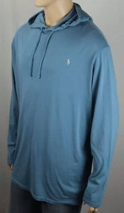 Ralph Lauren Blue Long Sleeve Classic Lightweight Hoodie Cream Pony NWT - Picture 1 of 1