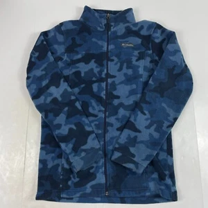 Columbia Jacket Youth XL 18-20 Blue Camouflage Fleece Full Zip Hiking Outdoors - Picture 1 of 15