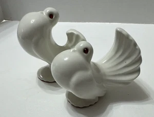 MCM Keramik weiße Tauben mit roten Strass Augen Wohndeko Sammlerstück - Bild 1 von 12