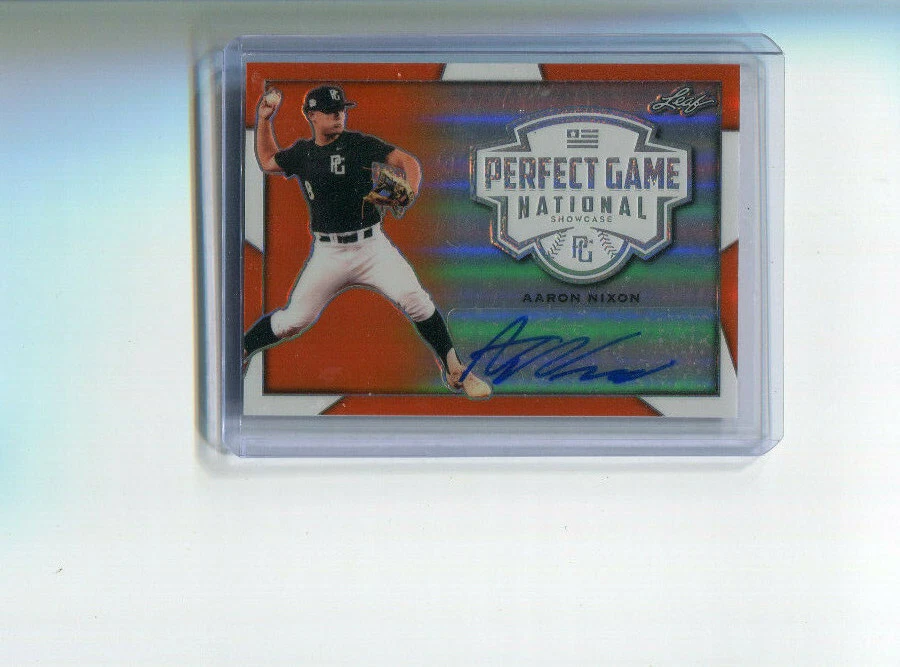 2019 Leaf Perfect Game Metal Autographs Orange Aaron Nixon Auto 2/2 - Image 1 of 1