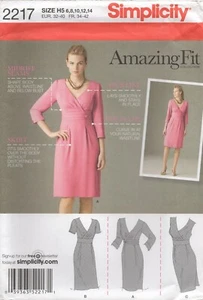Simplicity Sewing Pattern 2217 Dress Amazing Fit Wrap Bodice Size 6 - 14 New - Picture 1 of 12
