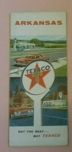 ARKANSAS LARGE OLD WALL MAP TEXACO ADVERTISING 1960 USA MAN CAVE GARAGE COLOURFU - Picture 1 of 2