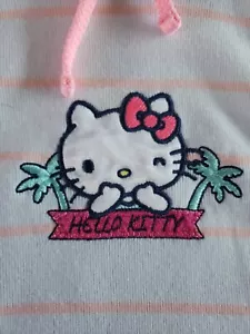 Sudadera con Capucha Hello Kitty Rayas Blancas/Rosas Bordadas Sin Mangas Bebé Talla 8M - Imagen 1 de 6