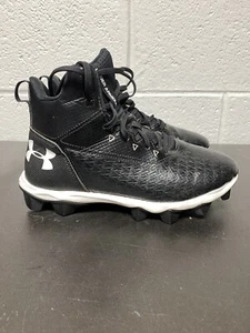 Under Armour Hammer Mid RM Youth Football Cleats. Size 6 Y Black White - Picture 1 of 9