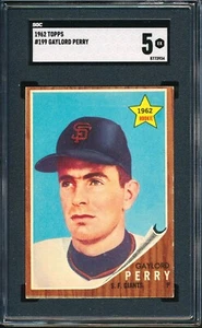 1962 Topps #199: GAYLORD PERRY Rookie RC San Francisco Giants HOF ~ SGC 5 - Picture 1 of 2