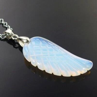 Collana ciondolo ala vera pietra di luna naturale con GARANZIA argento 925 NUOVA - Immagine 1 di 4