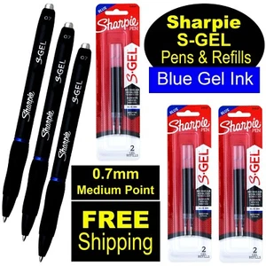 Sharpie S Gel, 0.7mm Medium Point, Blue Gel Ink, 3 Pens & 3 Packs of Refills - Picture 1 of 5
