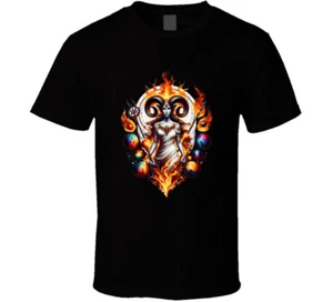 Aries Goddess Zodiac Sign Mythology Ram Horns Astrology T Shirt - Picture 1 of 5