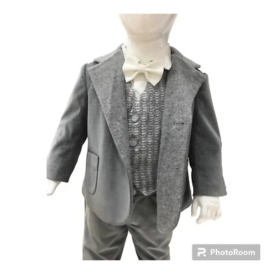 ABITO ELEGANTE COMPLETO SET CERIMONIA BATTESIMO BAMBINO 9/12 MESI MADE IN ITALY - Immagine 1 di 4