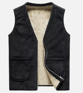 Sherpa Herren gefütterte V-Ausschnitt Weste Gilet Jacke Weste Oberteil Mantel Tasche - Bild 1 von 11