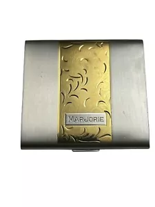 Elgin American Sterling Cigarette Case Golden Embellishments 101g Monogram Vtg - Picture 1 of 21