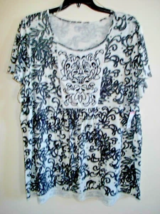 Damen Plus Blumen Strick Top schwarz Laura Scott Größe 1X Neu mit Etikett - Bild 1 von 2