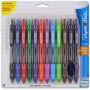 Paper Mate Profile Retractable Ballpoint Pens Bold Point 1.4mm Assorted 12/Pack - Picture 1 of 1
