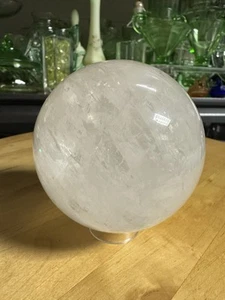 4511 2 Pound Clear Quartz Crystal Sphere Gorgeous On Light Stand 3.5 Inches DIA. - Picture 1 of 11