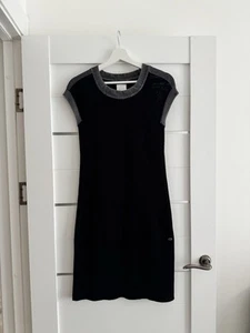 CHANEL Women’s Dress Black Knitted Cotton Silk Trim Sz 38 FR Made In Italy - Picture 1 of 7