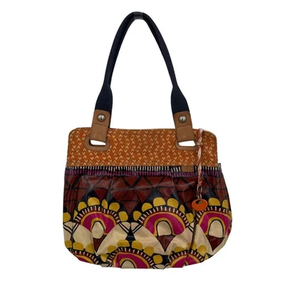 Bolso de Mano Fossil Key-Per Cartera Multicolor Estampado Geométrico Borde de Cuero Foto 1 de 4