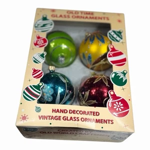 Vintage Christmas Glass, Ornaments, Old Time, Hand Decorated Kmart Romania - Picture 1 of 11