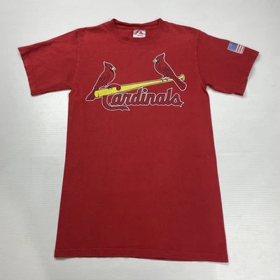 Vtg MLB Majestic Mens T-Shirt S Red St Louis Cardinals Retro Team Logo Baseball - Image 1 of 4