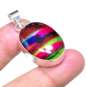 Joyería de piedras preciosas de ammolita de plata de ley 925 hecha a mano joyería colgante - Imagen 1 de 5