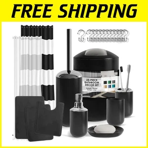 Modernes schwarzes Badezimmer-Set - Duschvorhang inklusive - Bild 1 von 11