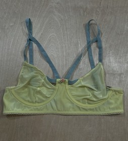 For Love And Lemons Skivvies Green lace Underwire Balconette Bra Size Small