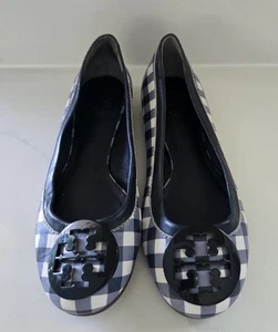Tory Burch Ballerinas blau weiß kariert Damengröße 5 - Bild 1 von 7