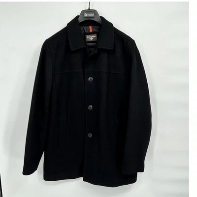 Dockers Mens Black Wool Blend Button Front Car Coat Jacket - L - Image 1 of 4