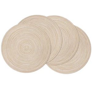 SHACOS Round Braided Placemats Set of 4 Round Table Mats for Dining Tables 15... - Picture 1 of 9