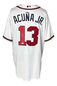Ronald Acuna Jr. Signed In Black Braves White Nike Baseball Jersey 18 ROY JSA - Picture 1 of 7