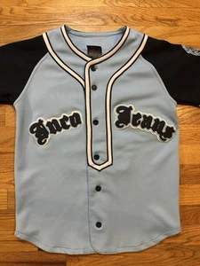 Y2K JNCO JEANS Bulldog Crown Baseball Jersey Button Up Blue Small Vintage - Picture 1 of 7